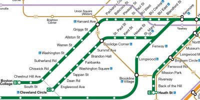 MBTA گرین لائن کا نقشہ