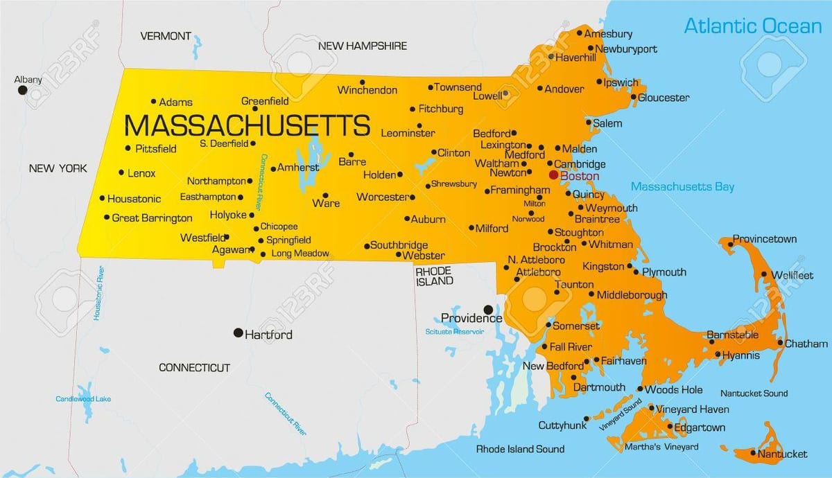 Massachuset نقشہ