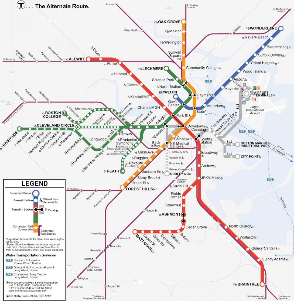 اورنج لائن بوسٹن کا نقشہ