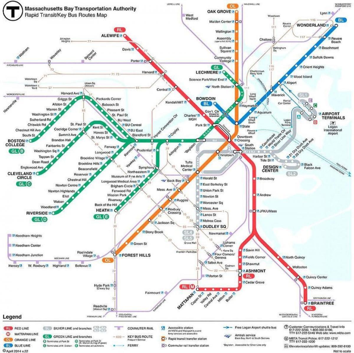 MBTA بوسٹن کا نقشہ