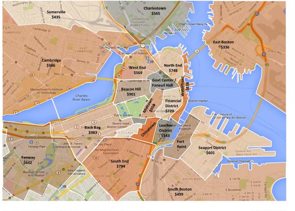 کے شہر بوسٹن zoning کا نقشہ