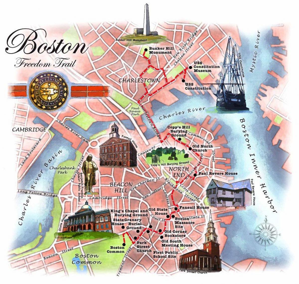 آزادی ٹریل بوسٹن کا نقشہ