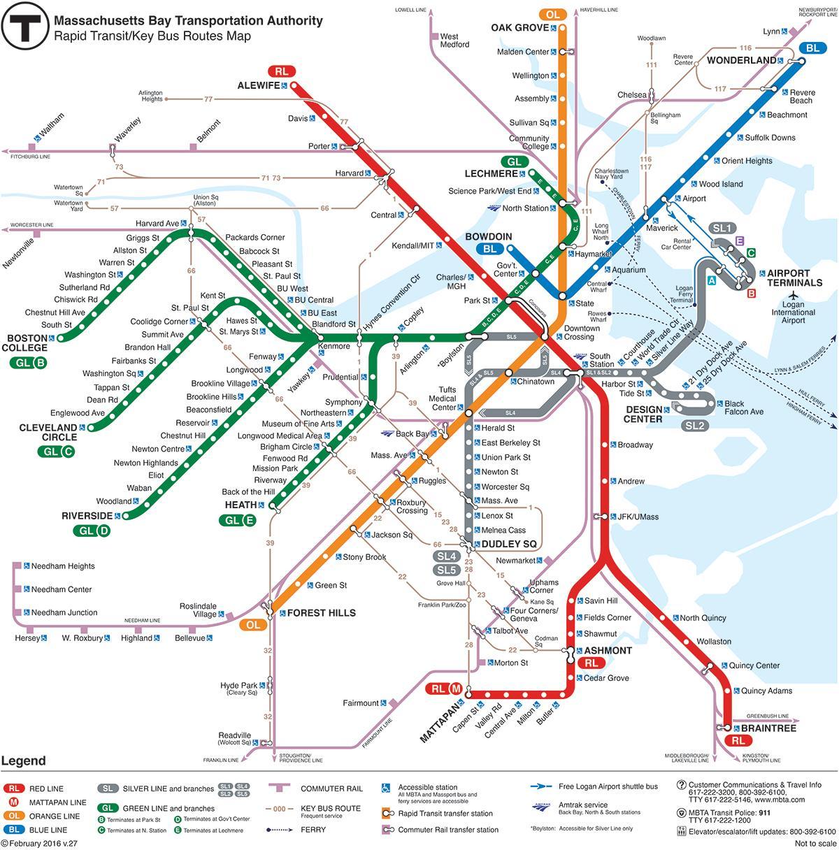 MBTA نقشہ سرخ لائن