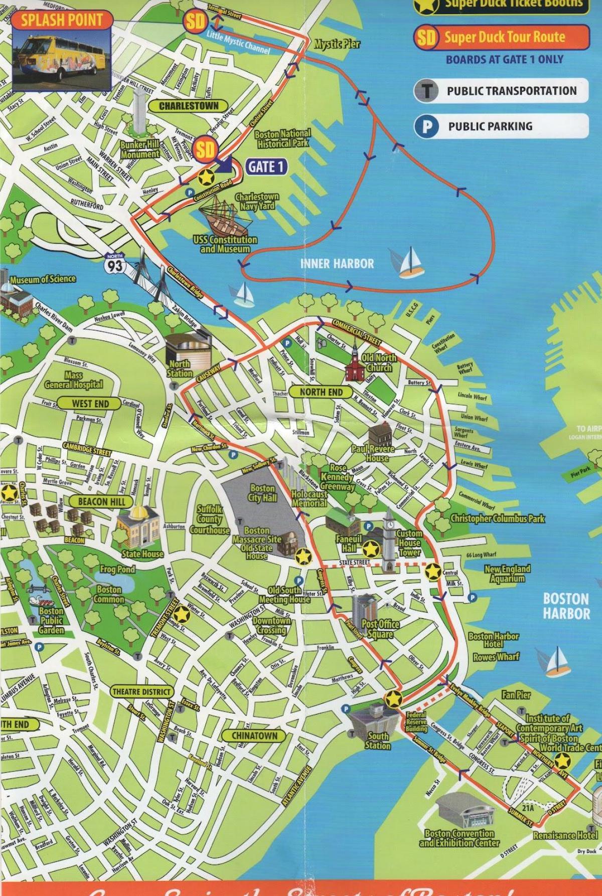 نقشہ کے بوسٹن سیاحت سائٹس کا سفر کے
