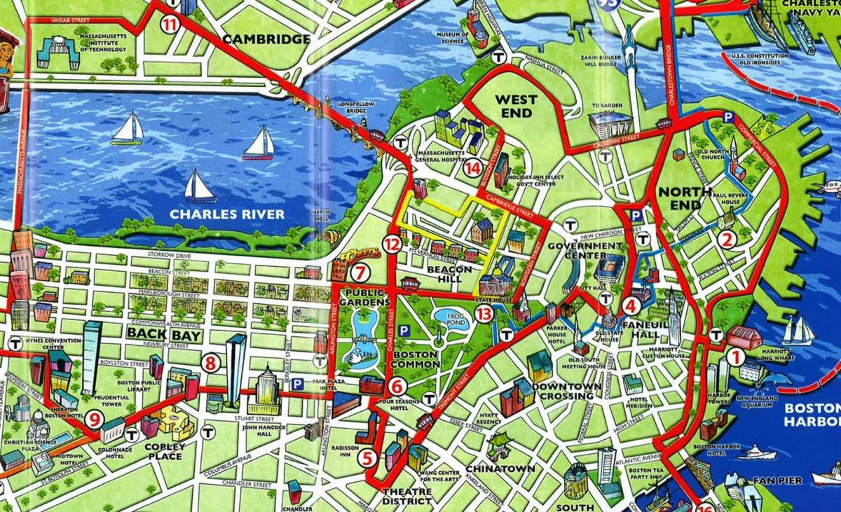 سیاحوں بوسٹن کا نقشہ