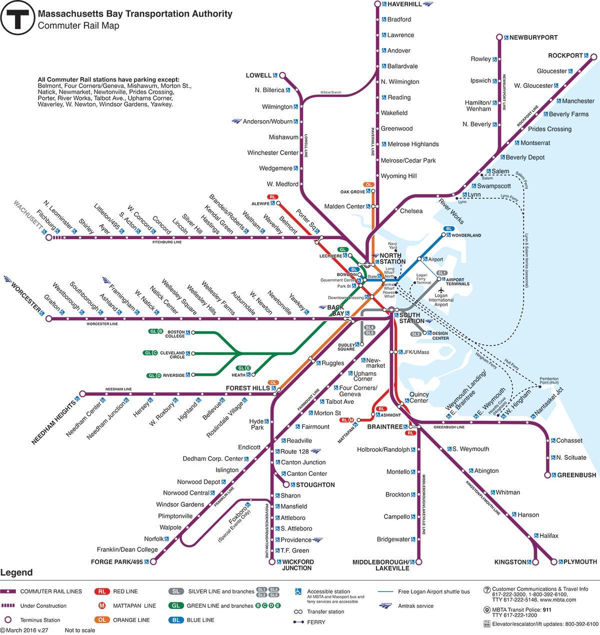بوسٹن ٹرین اسٹیشن کا نقشہ