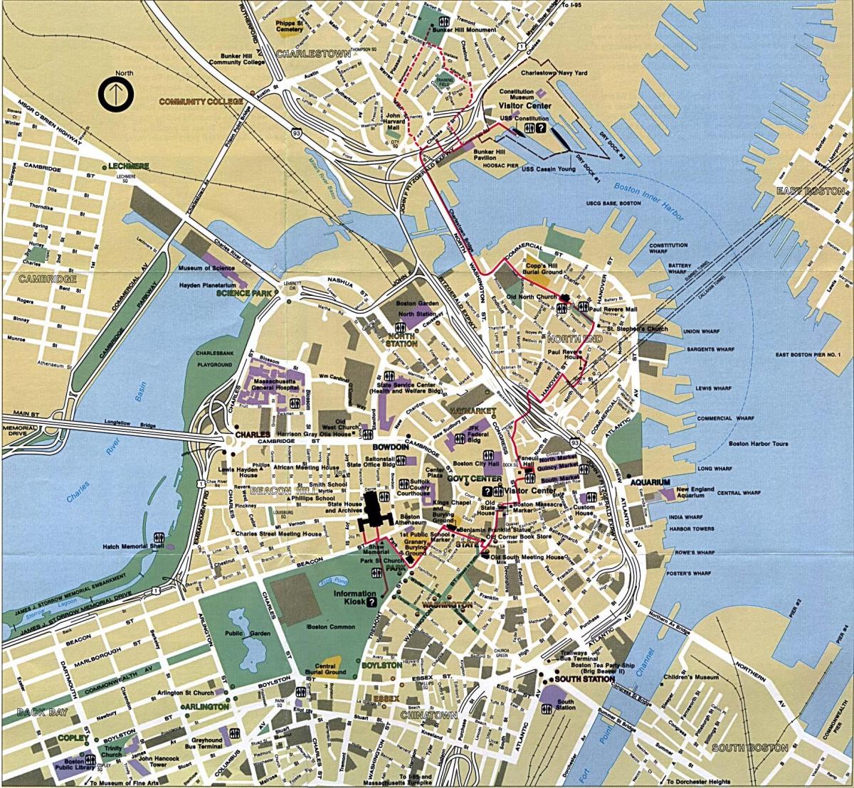 بوسٹن شہر کا نقشہ