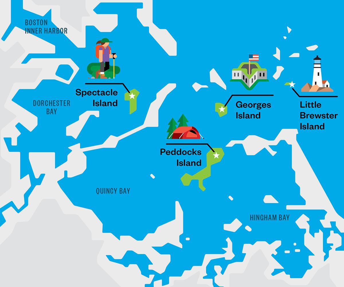 نقشہ بوسٹن کی بندرگاہ جزائر