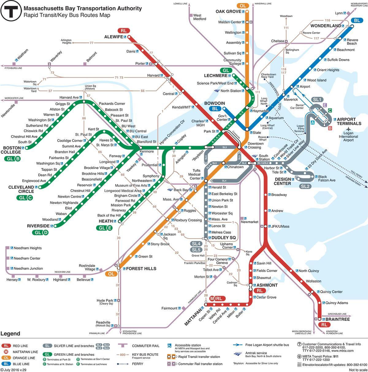 گرین لائن بوسٹن کا نقشہ