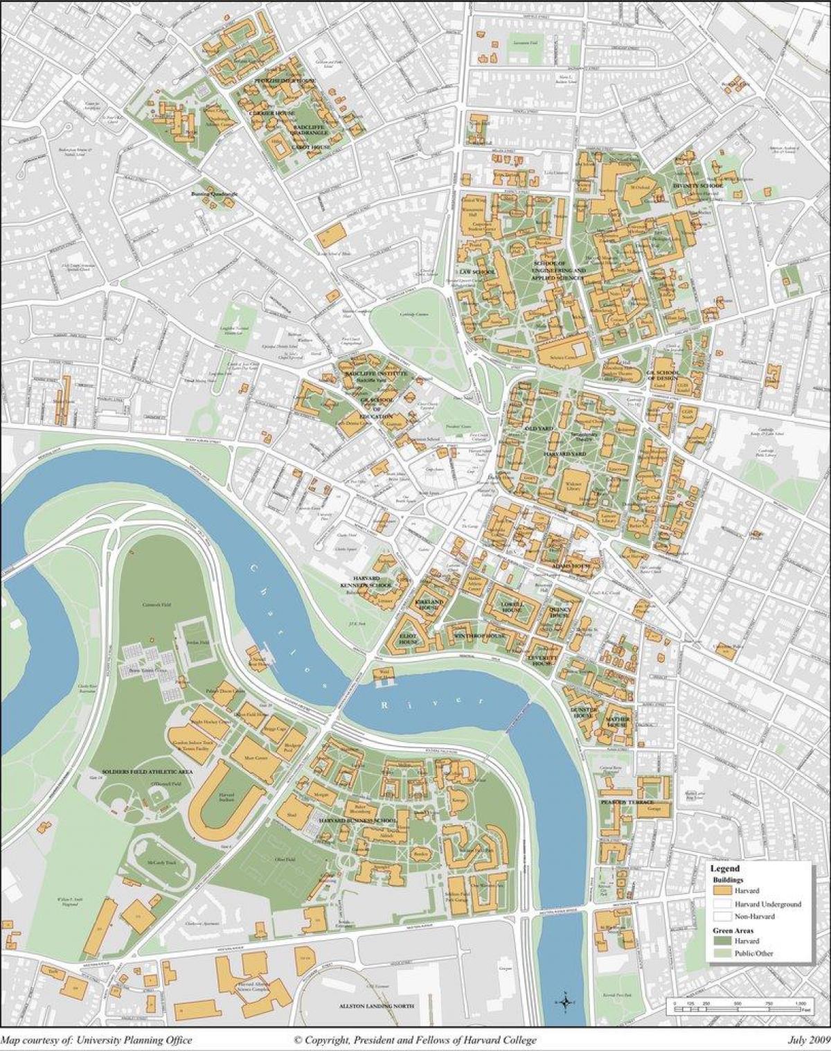 ہارورڈ یونیورسٹی کے کیمپس کا نقشہ